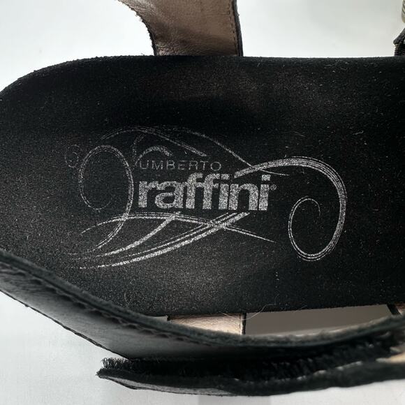 Umberto Raffini Wedge Orchid Laser Cutout Black Sandals WMNS US8.5 EU39 #9540 - Picture 9 of 9